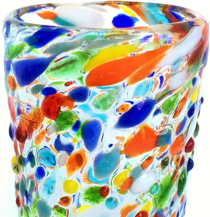 Confetti Rocks 2 oz Tequila Shot Glasses (set of 6), Recycled Glass, Lead-free, Toxin-Free (Shot)