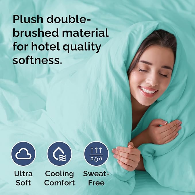 Duvet Cover Twin/Twin XL Size - Extra Soft Twin/Twin XL Size Duvet Cover - Breathable, Easy Care and Fade Free with Zipper Closures & Ties - 68" x 90" Inches - (Spa Blue) Comforter Not Included