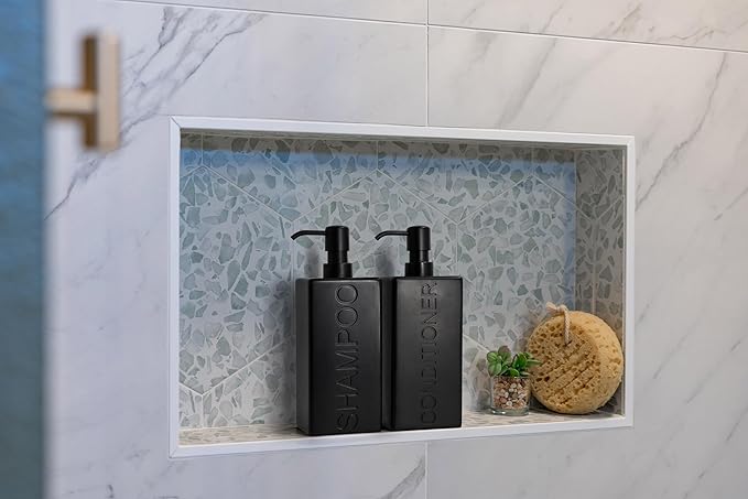 Rectangular Resin Dispenser Premium Bathroom Shampoo Conditioner Body Wash Bottle Modern Refillable Pump Design