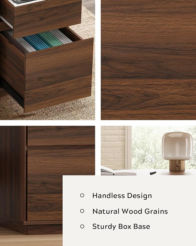 47" Executive Desk with File Drawer, Farmhouse Computer Desk with Charging Station and Open Storage Compartment Wooden Home Office Desk for Writing Study Working, Brown