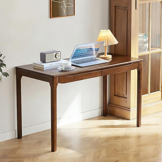 Widen Solid Wood Desk with Drawers,47"X24" Wood Writing Desk for Small Space,Student Computer PC Desks,Home Desks for Work,Gaming Study Desk for Bedroom Escritorios Desk Table (Walnut, 47”)