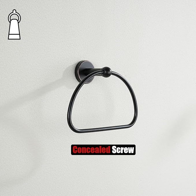JQK Towel Ring Oil Rubbed Bronze, Stainless Steel Half Ring Towel Holder for Bathroom, 7 Inch ORB Wall Mount, TR160-ORB