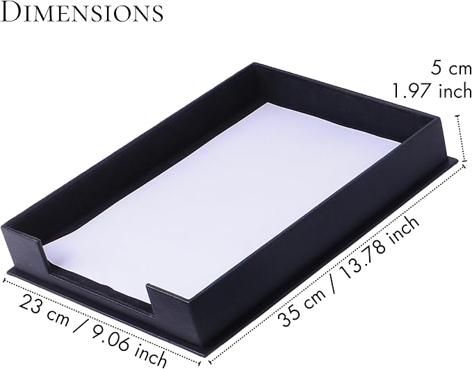 Handmade Leather Single Paper Tray – Luxury Leather Valet Tray & Desk Organizer Tray – Office Desk Accessories, Mail Organizer & Document Holder with Velvet Interior (Pink)