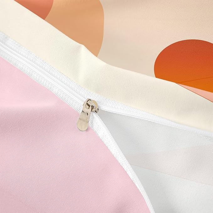 Erosebridal Mid Century Art Comforter Cover Full for Kids Boys Girls,Orange Circles Geometric Duvet Cover,Minimalist Style Bedding Set,Modern Fashion Bed Set with 2 Pillowcases Bedroom Decor