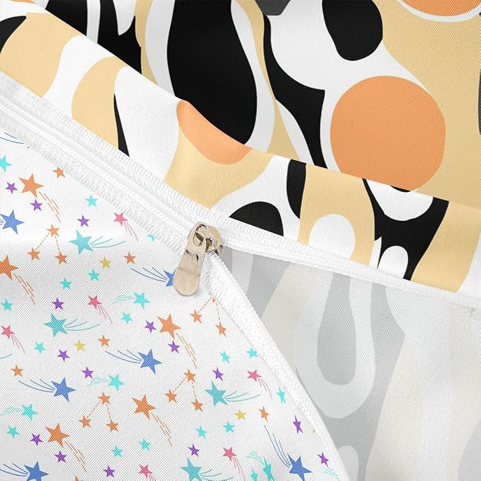 Erosebridal Organic Abstract Duvet Cover Set Modern Contemporary King Bedding Set for Adult Men Boho Mid Century Wavy Lines Comforter Cover Retro Geometric Bed Sets,Light Beige Peach