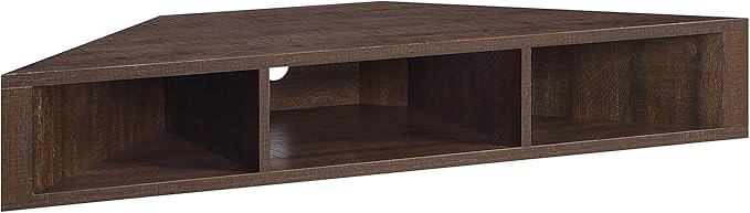 BELLEZE Modern Floating Wall Mounted Corner Shelf, 47" TV Console with Three Shelves and A Cable Cutout, Space Saving Decorative Media Corner Storage - Russel (Espresso)