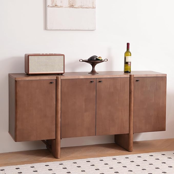 Christopher Knight Home Austen Retro Minimalist Wooden Storage Sideboard, Living Room Cupboard with Shelves, Dining Room/Kitchen Buffet Cabinet, Entryway Display Table, Home Office Credenza, Espresso
