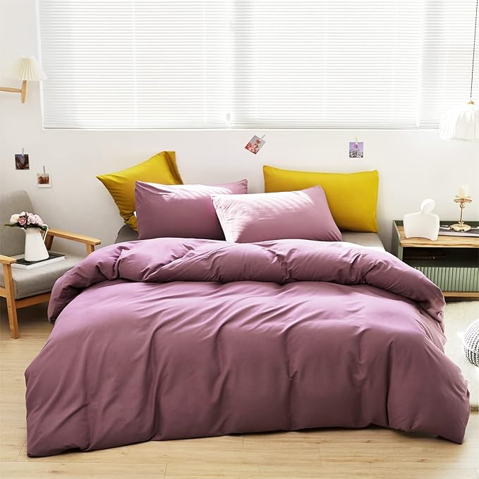 Pureant Dusty Purple Comforter Set King Solid Mauve Bedding Comforter Sets for Women Girls Grape Color King Comforter Soft Dusty Lilac Purple King Size Comforter Sets Lavender Bed