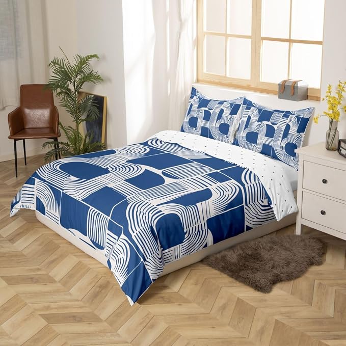 Erosebridal Bohemian Geometric Toddler Comforter Cover Mid Century Abstract Duvet Cover Boho Ethnic Bedding Set for Kids Boys Adult Women Modern Abstract Striped Bed Sets with 1 Pillow Case