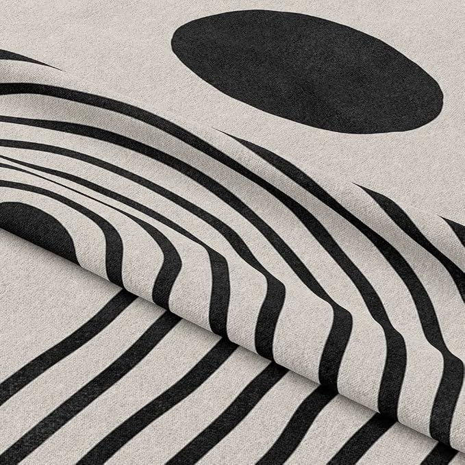 Black Beige Mid Century Modern Duvet Cover Set King Size 1 Duvet Cover 2 Pillowcases Abstract Geometric Black Sun Art Boho Comforter Cover Microfiber Soft Bedding Sets with 2 Pillowcover
