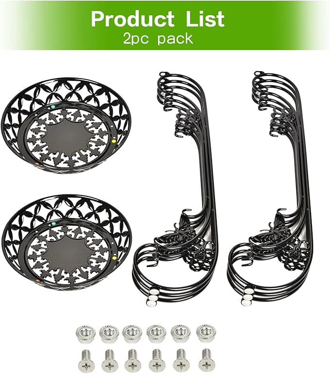Sungmor Lightweight Metal Flower Pot Stands - 2 Pack 29.7 Inches Tall Black Plant Stand - Rustproof Potted Plant Holder Container Support - Indoor & Outdoor Elegant Corner Decorative Display Rack