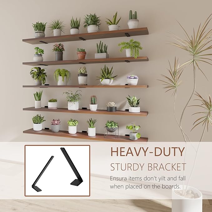 5 Tier Book Shelf,60 inch Long Floating Shelf for Wall,Adjustable Large Bookcase,Wall Mounted Bookshelf for Living Room