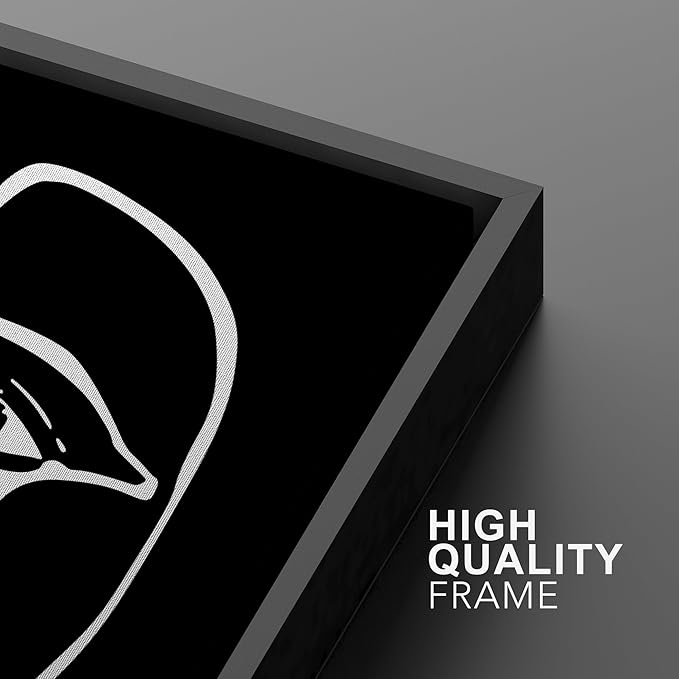 MUDECOR Framed Canvas Print Wall Art Picasso Black & White Geometric Kiss Portrait Shapes Abstract Illustrations Modern Art Minimal Dramatic Dark for Living Room, Bedroom, Office - 24"x36" Black