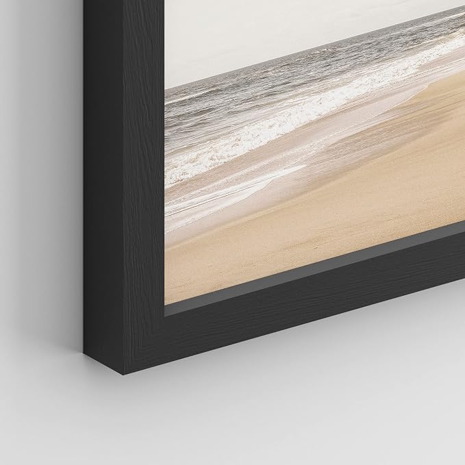 SIGNWIN Framed White Minimalist Ocean Beach Seashore Scenic Wall Art, Set of 4 Landscape Colorful Wall Decor Prints, Nature Wilderness Wall Décor for Living Room, Bedroom - 12"x16" Black