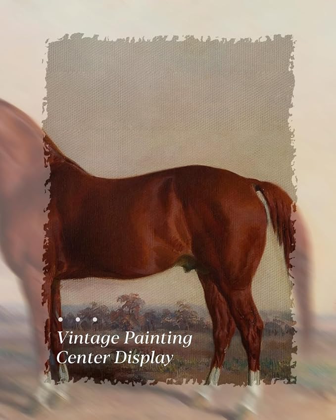 HUARCEY Gold Framed Vintage Wall Art for Living Room, Animals Painting Prints Shelf Decor for Kitchen, Aesthetic Bedroom Wall Art, Best Gifts for Friends or Family - Ferghana horse 10L x 8W