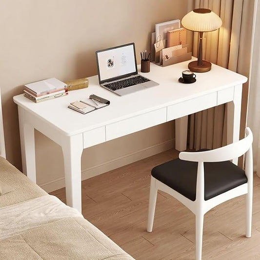 Vintage Solid Wood Desk, Home Office Desk with Drawers, Computer Desk Study Desk for Bedroom Living Room Dormitory Balcony(47.24" Wx21.65 D, White)