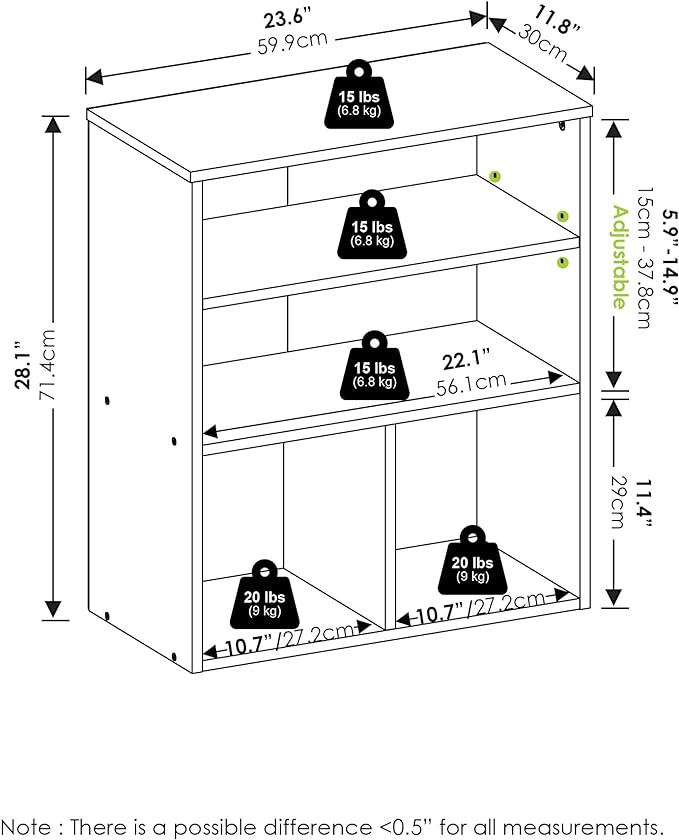 Furinno Pasir 3 Tier Display Bookcase, White