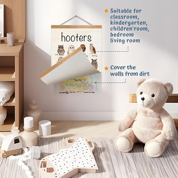 ZTGDA Vintage Owl Wall Art –Hooters of The Canvas Prit Poster with Hanger Frame, Retro Owl Illustration Wall Poster for Bedroom Living Room,or Classroom Playroom Decor 12x16inch (Owl)