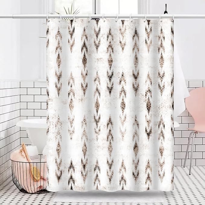 Abstract Shower Curtain Grunge Rustic Black Brown Blurry Arrow Pattern Shower Curtains for Modern Farmhouse Bathroom Waterproof Fabric Decor Set with Hooks, 69W x 70H Inch