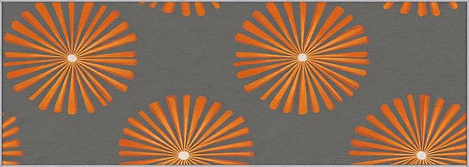 Mid Century Modern Runner Rug 4x8, Sunburst Starburst Design, Retro Geometric Area Rug, Washable Non-Slip Floor Carpet Runner for Bedroom, Dining Room, Living Room Aisle