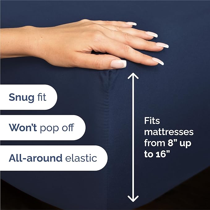 Split King Size 5 Piece Sheet Set - Comfy Breathable & Cooling Sheets - Hotel Luxury Bed Sheets for Women & Men - Deep Pockets, Easy-Fit, Soft & Wrinkle Free Sheets - Navy Blue Oeko-Tex Bed Sheet Set