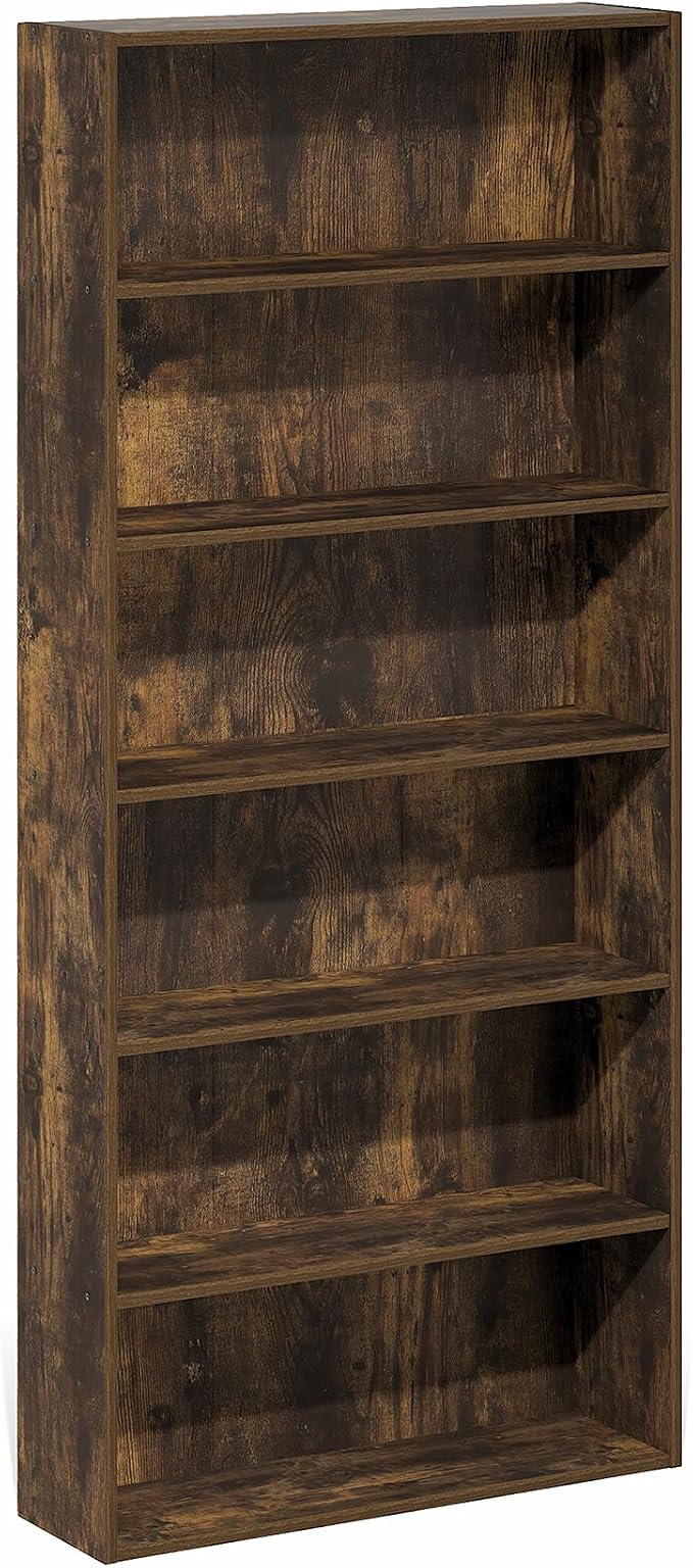 Furinno Basic Book Shelf, 6-Tier Bookcase with Open Shelf, Bookshelf, Cube Storage Organizer, 7 x 24 x 53, for Living Room, Bedroom, Home Office, Amber Pine
