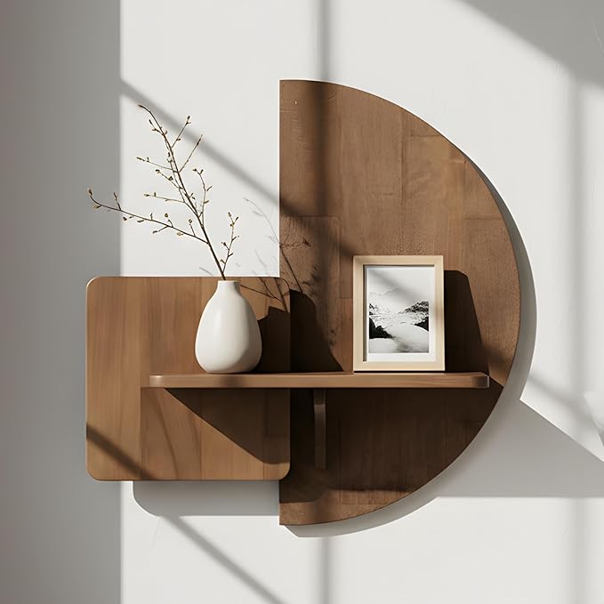 Behomes Soluna Solid Wood Floating Nightstand, Wall Mounted Nightstand, Floating Bedside Table for Bedroom and Living Room, Modern Rustic Wooden Night Stand, Small Floating Shelf for Wall, Walnut