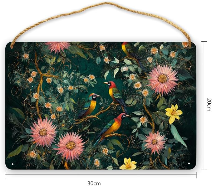 Botanical Bird Vintage Wooden Sign - 12x8 Inch Home Decors for Art Aficionados & Nature Lovers, Add a Dash of Retro Elegance to Your Space, Perfect for Seasonal Home Upgrades