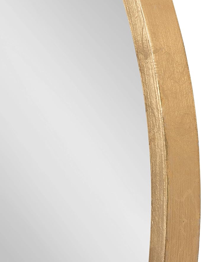 Kate and Laurel Travis Round Wood Wall Mirror, 31.5" Diameter, Gold, Modern Glam Wall Décor Accent