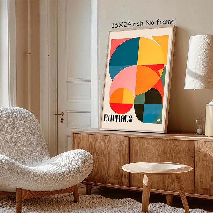 Colorful Geometric Wall Art Blue Orange Color Block Prints Abstract Shaped Picture Trendy Bauhaus Print Bauhaus Exhibition Poster Abstract Geometric Print Mid Century Modern Artwork 16x24in No Frame