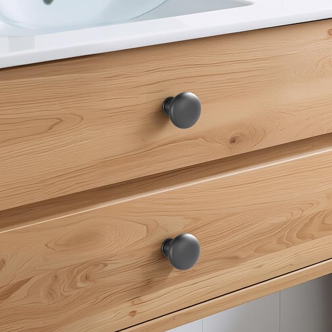 Lardmon 10 Pack Dark Gunmetal Gray Round Cabinet Knobs 1.2 Inch(30.5mm) Dia. Drawer Knobs Modern Single Hole Cabinet Pulls Solid Kitchen Knobs Cabinet Handles Heavy Duty Kitchen Hardware for Dresser