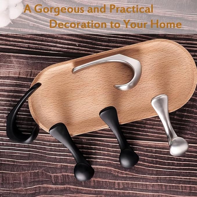 6 Pack Towel Hooks for Bathrooms Wall Mounted, Brushed Nickel Bathroom Hooks for Towels, Robe & Towel Hook for Wall, Modern Bath Towel Hook