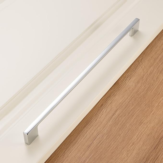 KOOFIZO 1 Pack 11-5/16 Inch Polished Chrome Kitchen Cabinet Pulls Chrome Cabinet Handles Chrome Cabinet Hardware for Kitchen Cabinets Drawer P01 Dresser Cupboard Bedroom Bathroom