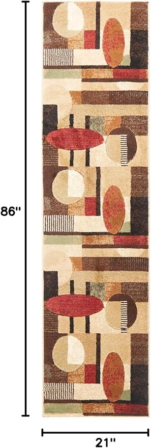 Home Dynamix Tribeca Jasmine Modern Runner Rug, Abstract Brown/Green 1'9"x7'2"