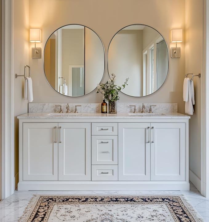 ANDY STAR 30x36'' Oval Mirror, Chrome Oval Mirror Pill-Shaped Design in Stainless Steel Metal Frame for Bathroom, Entryway, Living Room, Contemporary 1" Deep Wall Mount Vertical or Horizontal
