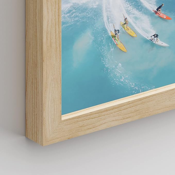 SIGNWIN Framed Ocean Nautical Landscape Wall Art, Set of 4 Surfing Surfboard Aerial View Wall Decor Prints, Nature Wilderness Wall Décor for Living Room, Bedroom - 8"x10"x 4 Natural