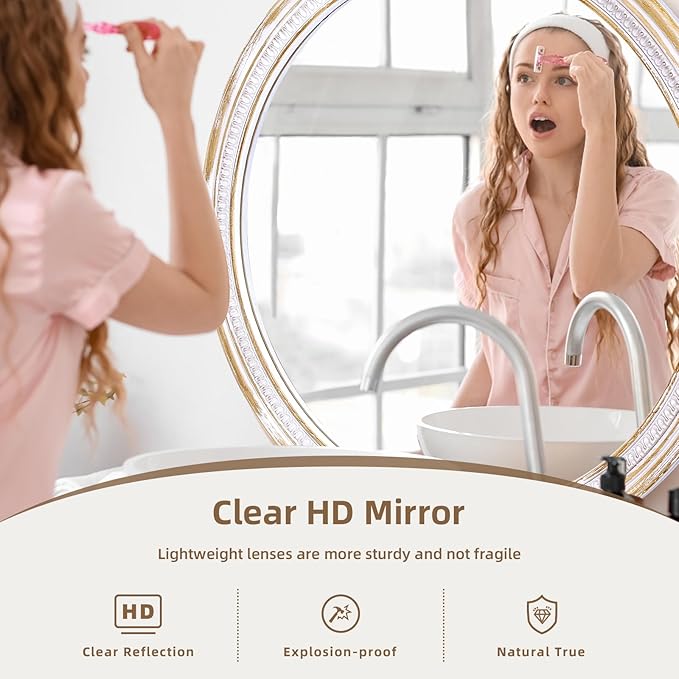 Farmhouse Round Wood Mirror 30 Inch, Rustic Boho Circle Decorative Mirrors for Bathroom, Living Room, Entryway, Bedroom, Hallway