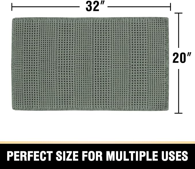 H.VERSAILTEX Upgraded Waffle Bath Mat Super Absorbent Non Slip Bath Rugs for Bathroom Floor Machine Washable Dry Fast Bathroom Rugs for Beside Tub, 20" x 32", Lichen