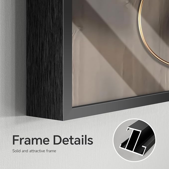 Large Horizontal Modern Wall Art for Living Room, Framed Neutral Picture Prints, Minimalist White Brown Circle Geometric Painting Artwork Decor for Bedroom Dining Room Hallway Office 56x28 Inch