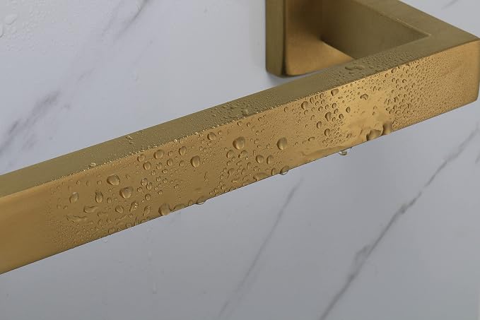 TocTen Bath Towel Rack - Square Base Thicken SUS304 Stainless Steel Towel Bar for Bathroom, Bathroom Accessories Towel Rod Heavy Duty Wall Mounted Towel Holder. (Brushed Gold, 20)
