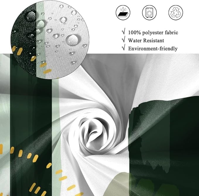 Abstract Geometric Shower Curtain for Bathroom Modern Minimalist Neutral Bathroom Decor Set Green Chic Boho Bathtub Curtain for Hotel Machine Washable Waterproof Polyester Fabric with Hooks 54x72 Inch