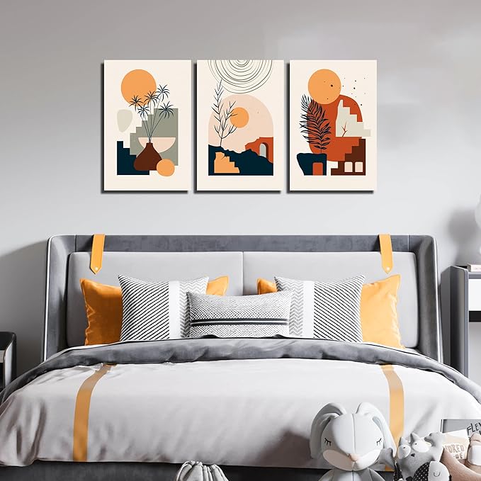 ZHAOSHOP Boho Wall Decor Living Room Modern Prints Wall Art for Bedroom 3 Piece Canvas Wall Art for Dining Room Size 16 x 24 Inch