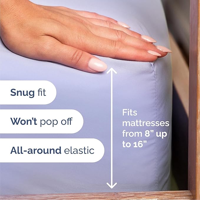 Cal King Size 4 Piece Sheet Set - Comfy Breathable & Cooling Sheets - Hotel Luxury Bed Sheets for Women & Men - Deep Pockets, Easy-Fit, Soft and Wrinkle Free Sheets - Lavender Oeko-Tex Bed Sheet Set