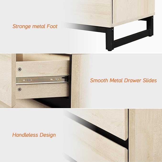 WAMPAT Dresser for Bedroom, Closet Organizers and Storage with 12 Drawers, Chest of Drawers with Metal Base, Wooden Modern Dresser for Living Room, Bedroom, Entryway, Light Oak