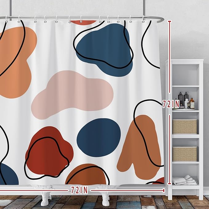 Baocicoo Abstract Bohemian Shower Curtain Pink Red Orange Texture Modern Striped Fashion Minimalism Shower Curtains for Hotel Spa Home Bathtubs Bath Waterproof Fabric with Hooks 72x72 Inches