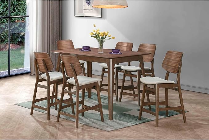 New Classic Furniture Oscar Wood Counter Height Table, Walnut