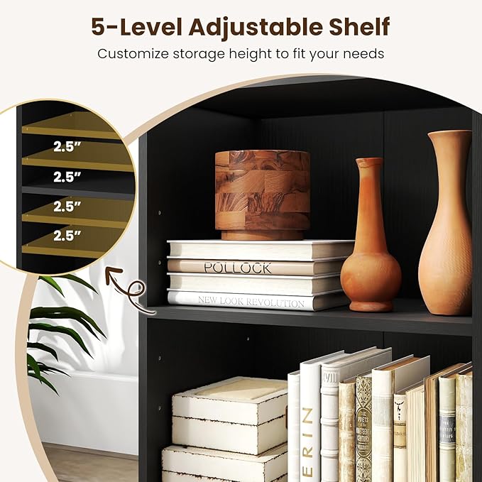 Giantex 2 Cube Bookshelf and Bookcase, 2-Layer Storage Shelf w/Large-Capacity Open Storage Space, MDF P2 Veneer, for Living Room Bedroom Study Office Multi-Functional Furniture Display Cabinet, Black