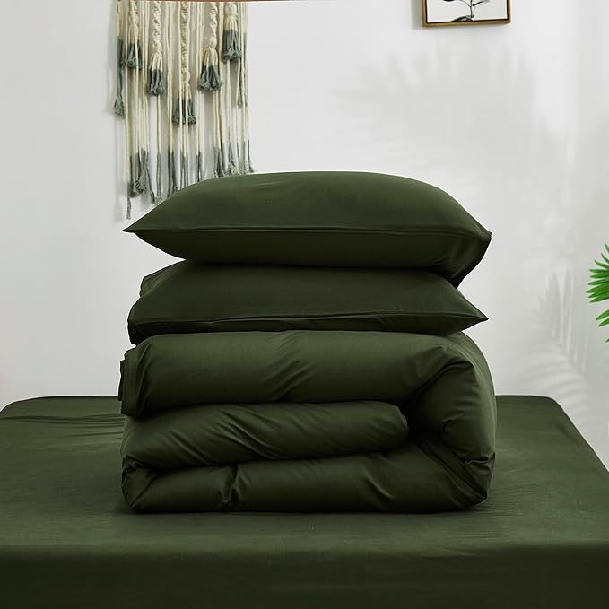 Pureant Dark Green Comforter Set California King Solid Olive Bedding Comforter Dark Army Cal King Comforter for Women Men Hunter Comforter Soft Minimalist Military Green Bedding Breathable