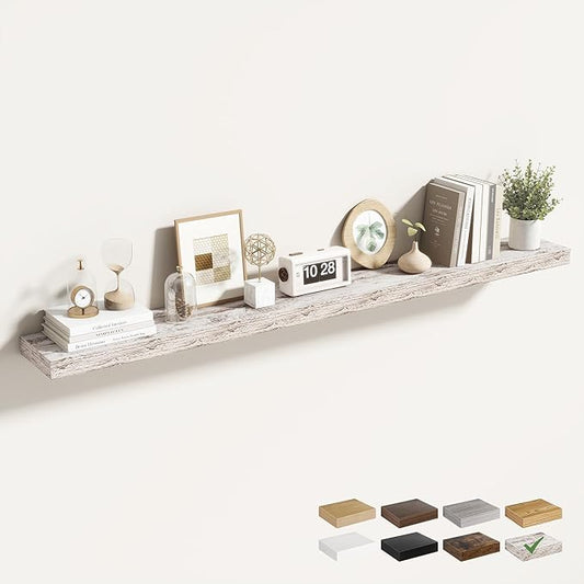 55 Inch Floating Shelves for Wall 1 Pack, 55" Wall Shelves for Books, Storage, Decor, Wall Mounted Floating Shelf with Invisible Brackets for Kitchen, Living Room, Rustic