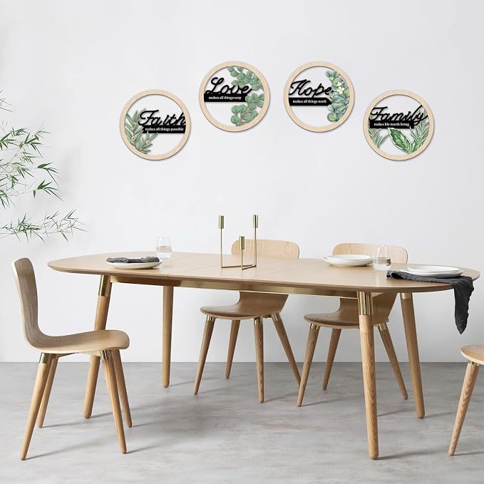 TOARTi Bohemian Inspirational Wooden Hanging Signs Sage Green Botanical Wall Art for Bedroom Living Room Eucalyptus Faith Hope Love Family Positive Affirmations Wall Decor Hollow Boho Minimalist Wood Plaques